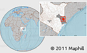 Gray Location Map of JARAJILA, highlighted country, highlighted parent region, hill shading