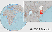 Gray Location Map of JARAJILA, highlighted grandparent region, within the entire country, hill shading