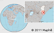 Gray Location Map of JARAJILA, highlighted grandparent region, within the entire country