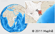 Shaded Relief Location Map of JARAJILA, highlighted country, highlighted parent region