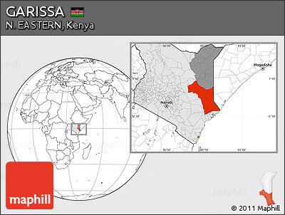 Blank Location Map of GARISSA, highlighted country, highlighted parent region