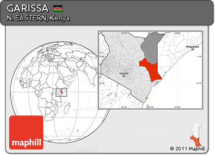 Blank Location Map of GARISSA, highlighted country, highlighted parent region