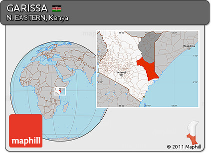 Gray Location Map of GARISSA, highlighted country, highlighted parent region