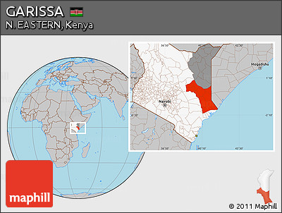 Gray Location Map of GARISSA, highlighted country, highlighted parent region