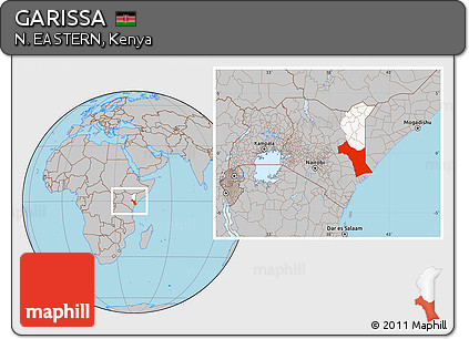 Gray Location Map of GARISSA, highlighted parent region, within the entire country
