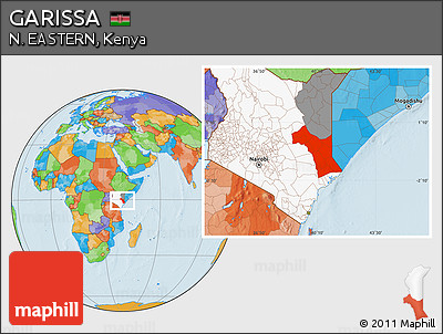 Political Location Map of GARISSA, highlighted country, highlighted parent region