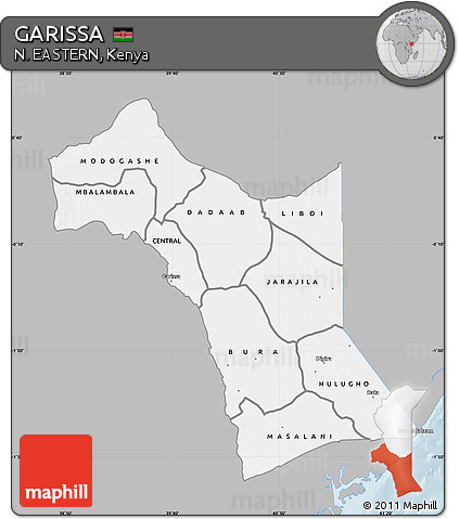 Gray Map of GARISSA, single color outside