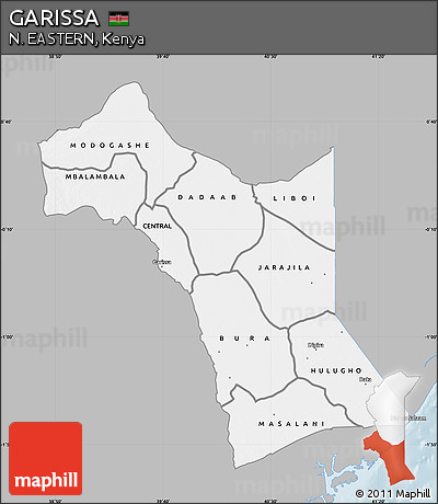 Gray Map of GARISSA, single color outside
