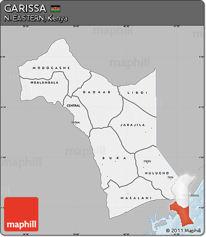 Gray Map of GARISSA, single color outside