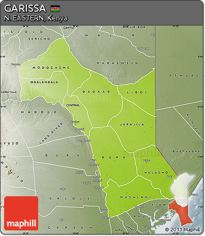 Physical Map of GARISSA, semi-desaturated