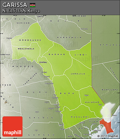 Physical Map of GARISSA, semi-desaturated