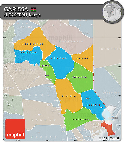 Political Map of GARISSA, lighten, semi-desaturated