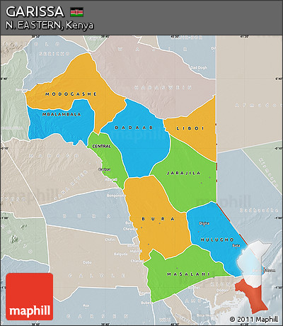 Political Map of GARISSA, lighten, semi-desaturated