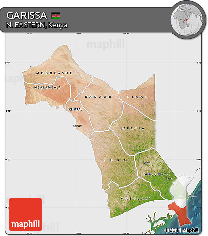 Satellite Map of GARISSA, single color outside