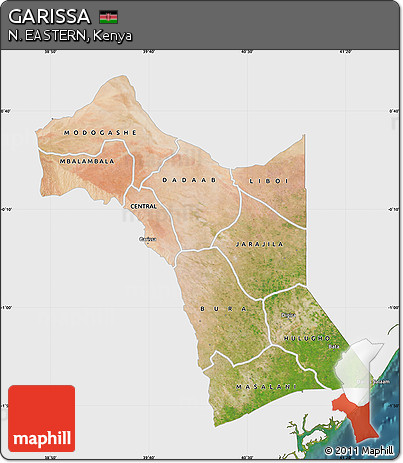 Satellite Map of GARISSA, single color outside