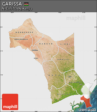 Satellite Map of GARISSA, single color outside
