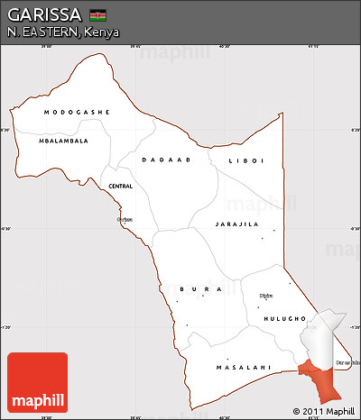Classic Style Simple Map of GARISSA, cropped outside