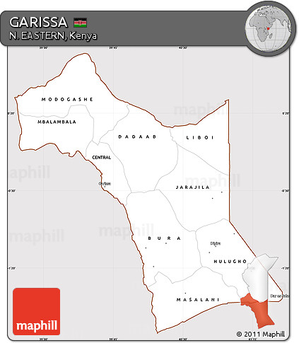 Classic Style Simple Map of GARISSA, cropped outside