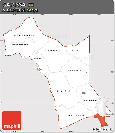 Classic Style Simple Map of GARISSA, cropped outside