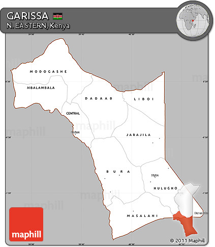 Gray Simple Map of GARISSA, cropped outside