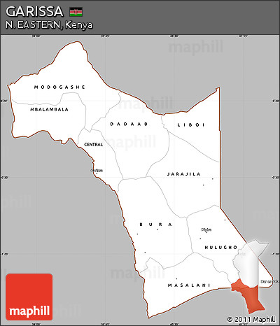 Gray Simple Map of GARISSA, cropped outside