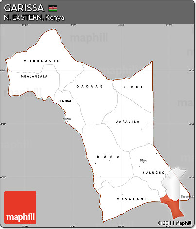 Gray Simple Map of GARISSA, cropped outside