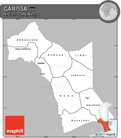 Gray Simple Map of GARISSA, single color outside