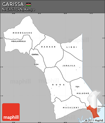 Gray Simple Map of GARISSA, single color outside