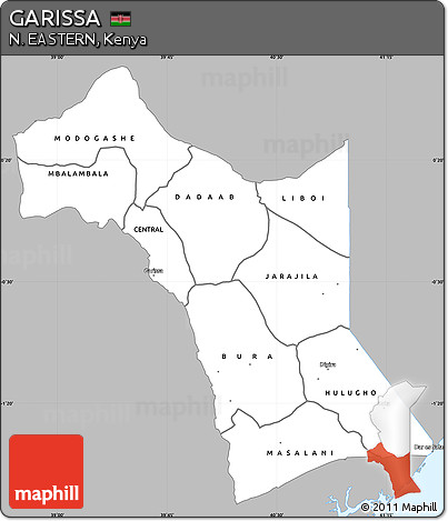 Gray Simple Map of GARISSA, single color outside