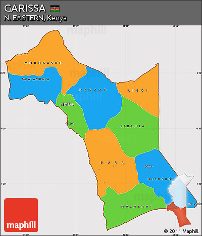 Political Simple Map of GARISSA, cropped outside