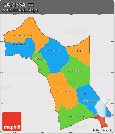 Political Simple Map of GARISSA, cropped outside