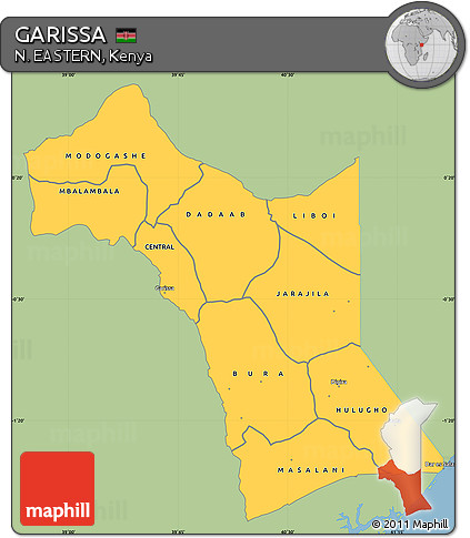 Savanna Style Simple Map of GARISSA, single color outside