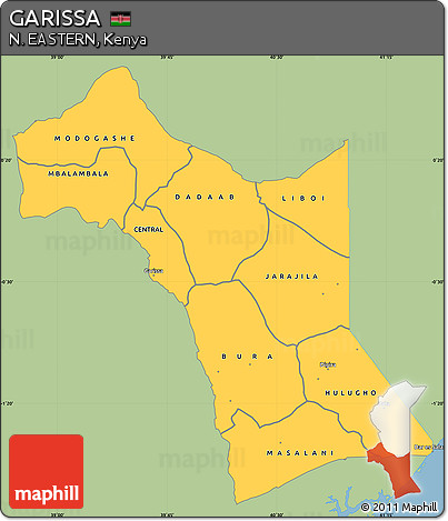 Savanna Style Simple Map of GARISSA, single color outside