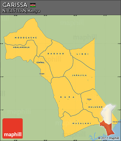 Savanna Style Simple Map of GARISSA, single color outside