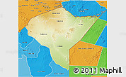 Physical 3D Map of MANDERA, political shades outside