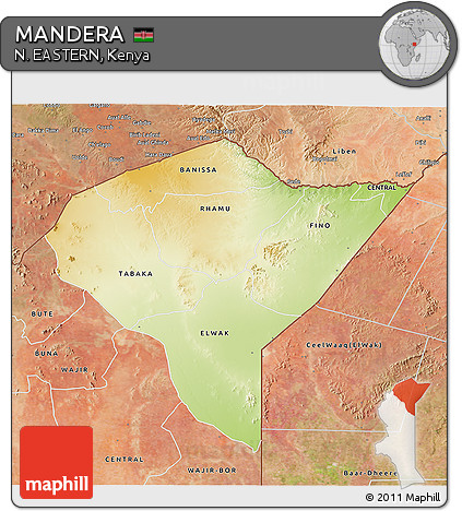 Physical 3D Map of MANDERA, satellite outside