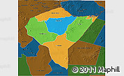 Political 3D Map of MANDERA, darken
