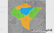 Political 3D Map of MANDERA, desaturated