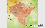 Satellite 3D Map of MANDERA, physical outside