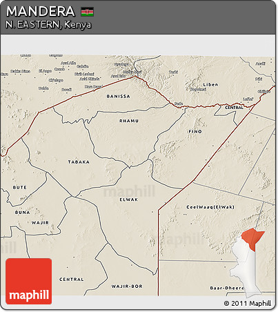 Shaded Relief 3D Map of MANDERA