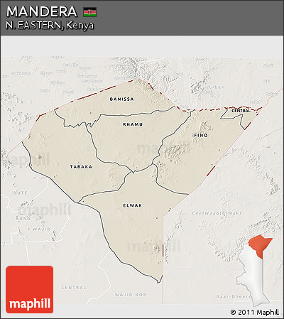 Shaded Relief 3D Map of MANDERA, lighten