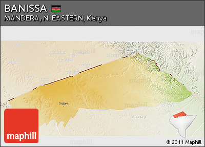 Physical 3D Map of BANISSA, lighten
