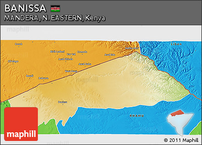 Physical 3D Map of BANISSA, political outside