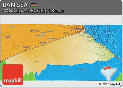 Physical 3D Map of BANISSA, political outside