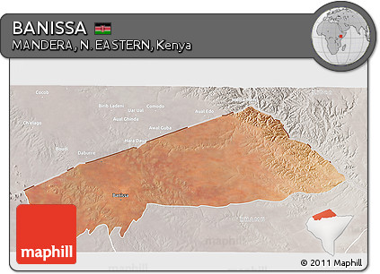 Satellite 3D Map of BANISSA, lighten, semi-desaturated