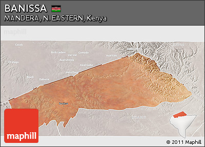 Satellite 3D Map of BANISSA, lighten, semi-desaturated