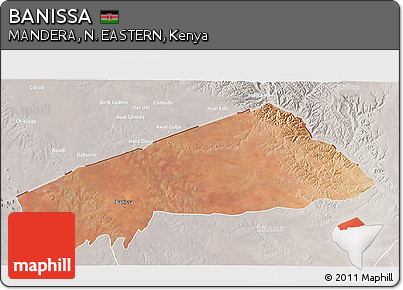 Satellite 3D Map of BANISSA, lighten, semi-desaturated