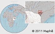 Gray Location Map of BANISSA, highlighted country, highlighted parent region, hill shading