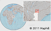 Gray Location Map of BANISSA, highlighted grandparent region, hill shading