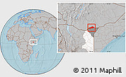 Gray Location Map of BANISSA, highlighted parent region, highlighted grandparent region, hill shading